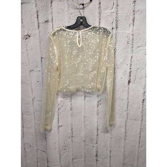 Jason Wu Sequin Sheer Netted Crop‎ Top Long Sleeve  Size XS NWT - Picture 3 of 9